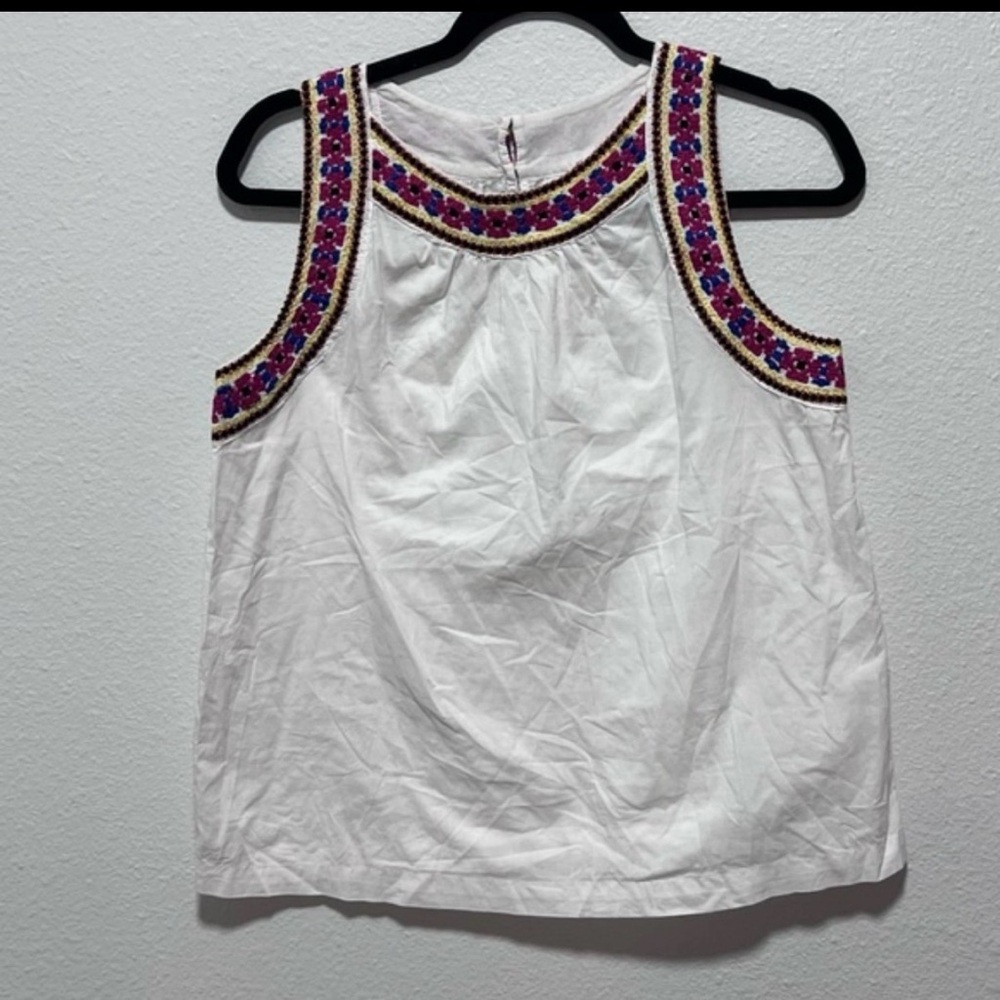 Old Navy White Blue Pink Embroidered Tank Top Size Small